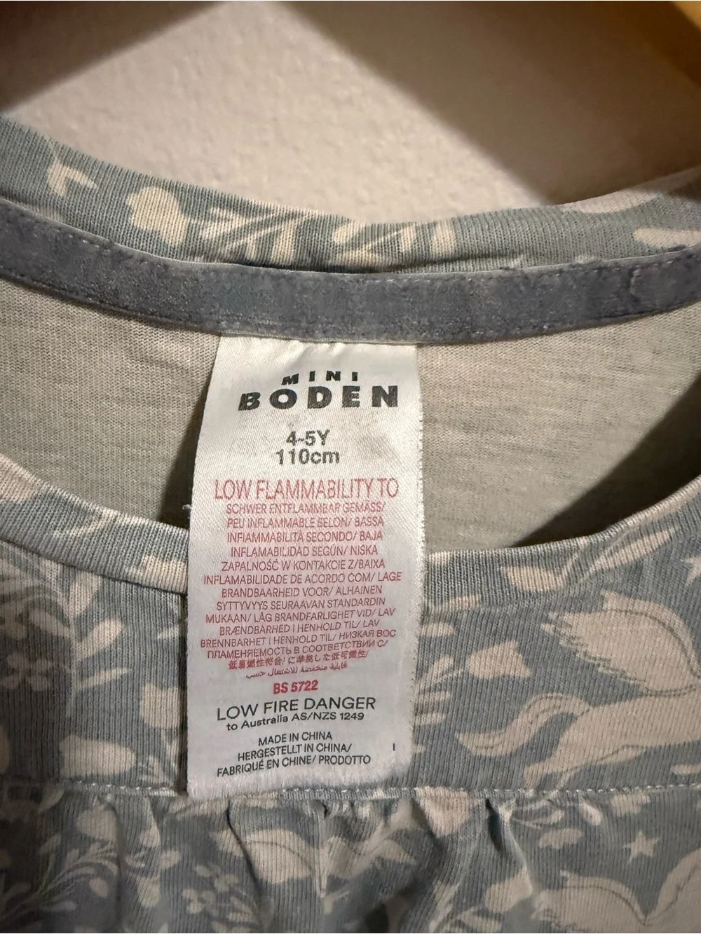 Mini Boden Girls Woodland Pegasus Print Nightgown Sleep Dress Blue 4-5Y